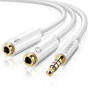 3.5mm Male to Dual 3.5mm Female Headset Splitter White