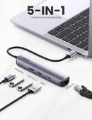 UGREEN USB-C to 2*USB 3.0+HDMI+RJ45 Ethernet Adapter+PD
