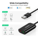 USB 2.0 External 3.5mm Sound Card Adapter 2M Black