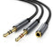 3.5mm Female to 2 Male Headphone with Mic Y Splitter Cable