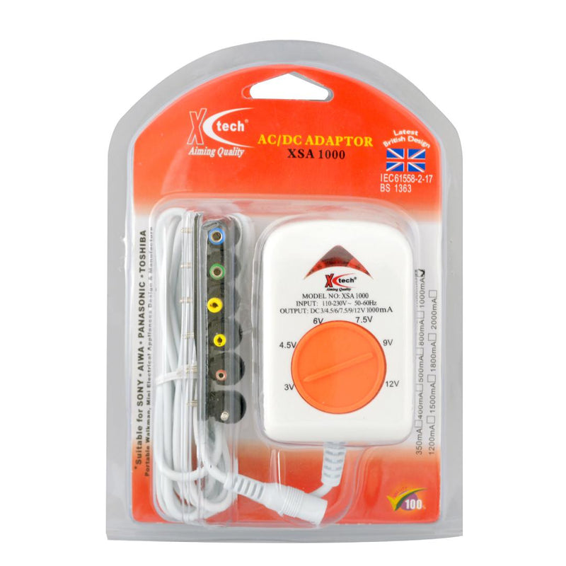 X Tech AC / DC Regulated 6 Way Power Adaptor