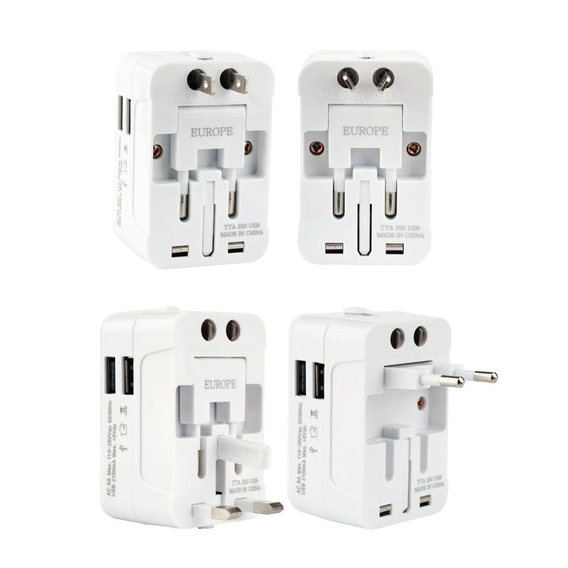 Terminator Travel Adaptor Multi Pin With Universal Socket & 2 USB 2.1A
