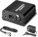 1-Channel 48V Phantom Power Supply With XLR Cable for Condenser Microphone Recording Equipment