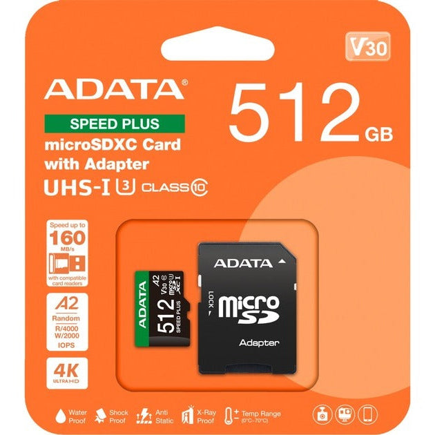 ADATA SPEED PLUS microSDXC UHS-I U3 Class 10 Card 512GB
