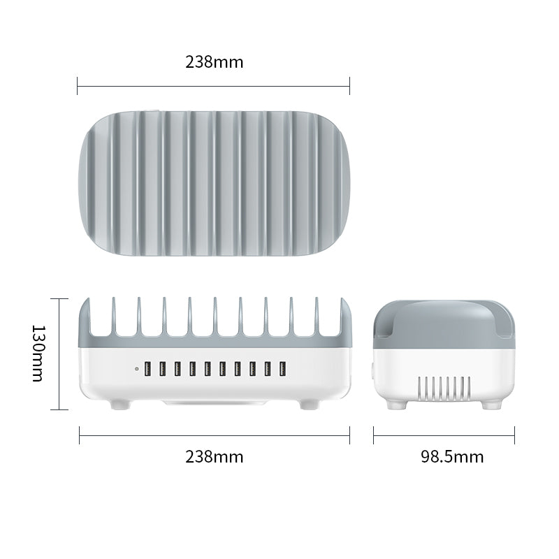 ORICO 120W 10 Ports USB Smart Charging Station with Phone & Tablet Stand