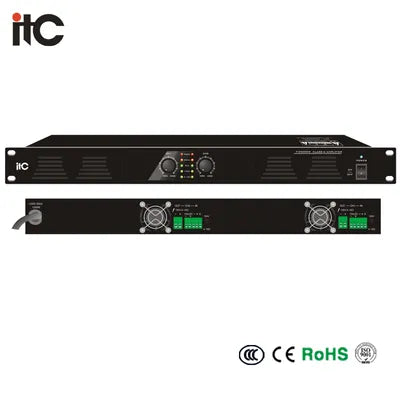 Two Channel Class-D Amp, 2×240W, 100V/4Ω,1U height, with volume control in front panel,without 24VDC