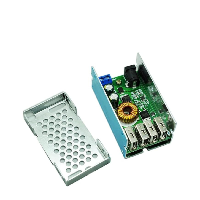 DC-DC 9V 12V 24V 36V To 5V Step Down Board 5A 4 USB Output Buck Converter Power Supply Module With Aluminum Shell For Phones