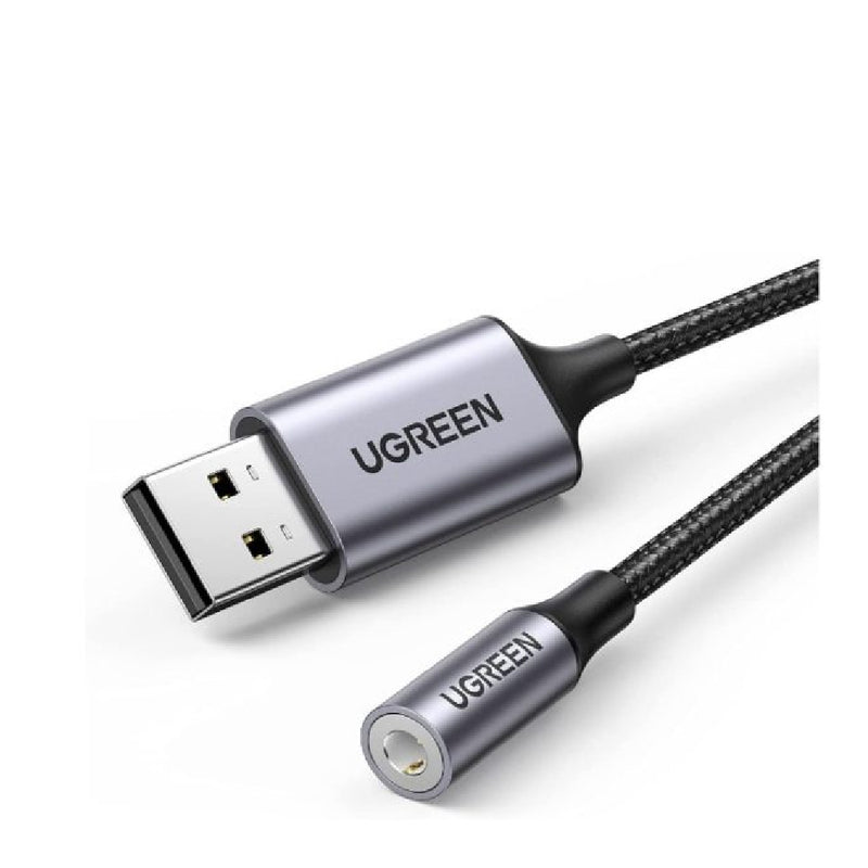 UGREEN USB 2.0 to 3.5mm Audio Adapter Aluminum Alloy 25cm (Dark Gray)