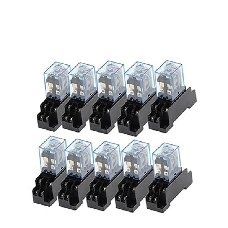 12V 24V DC 110V 220V AC Coil Power Relay LY2NJ DPDT 8 Pin HH62P JQX-13F With Socket Base OK