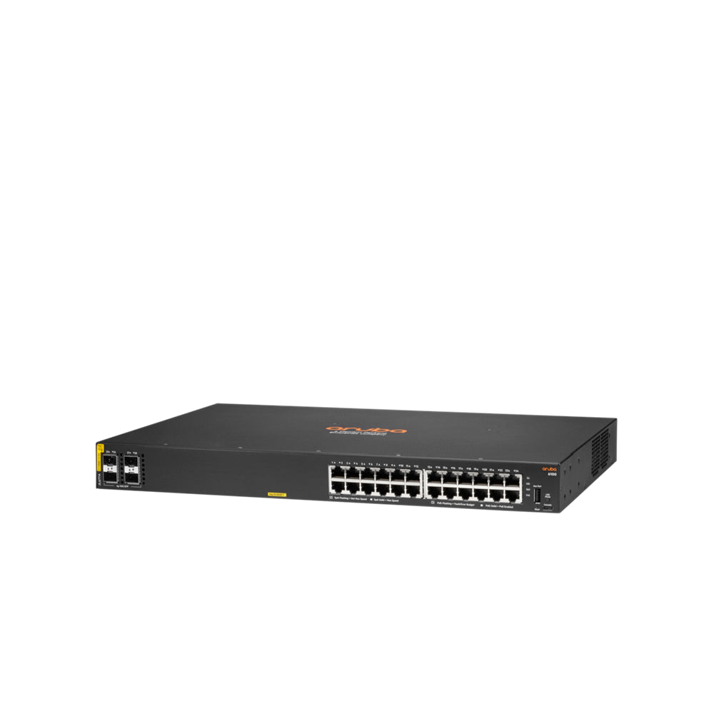 Aruba 6100 24 Port PoE+ (370W) Gigabit Managed Network Switch with 4 P ...