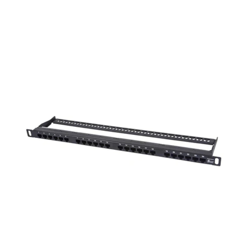 24 Port Cat6 Patch Panel With Cable Management (Dual IDC)
