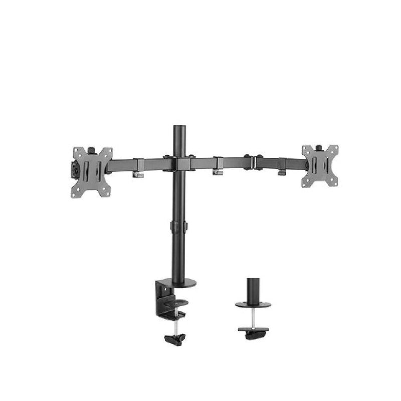 Dual Screens Economical Double Joint Articulating Steel Monitor Bracket Desk Mount 13-32”