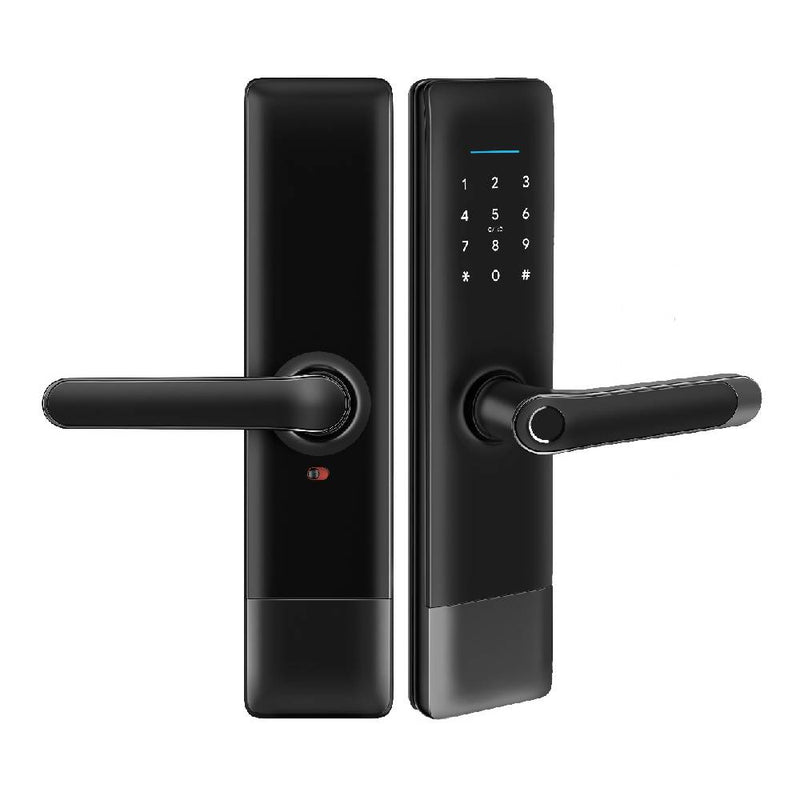 Liliwise Smart Door lock Wide Plate Handle, Fingerprint, RFID, WiFi with Mechanical Keys (6085 mortise)