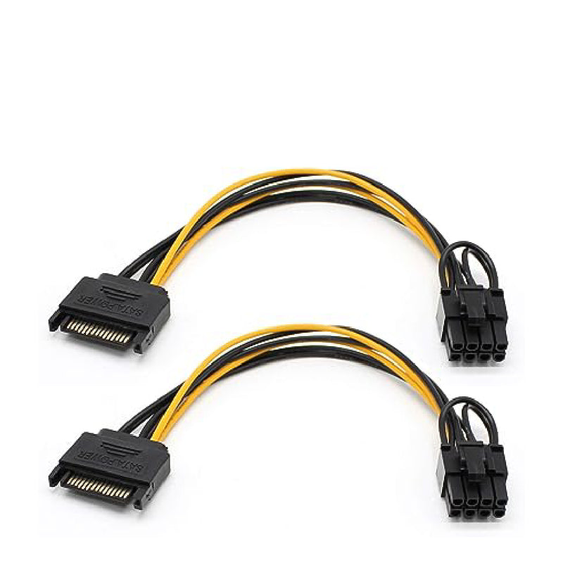2 x 15-Pin SATA Male to 8-Pin Graphic Card Power Adapter Cable