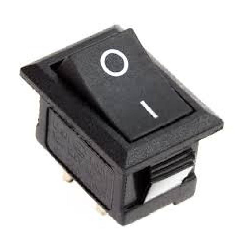 Rocker Switch, SPST 2PIN ON-OFF, Black Button Black Housing, "O I" Marked