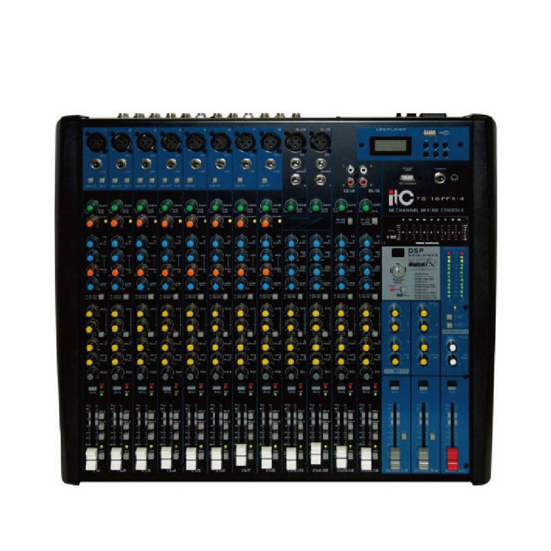 14 Channels Mixer, 4 groups output,  with MP3 player and 24-bit DSP