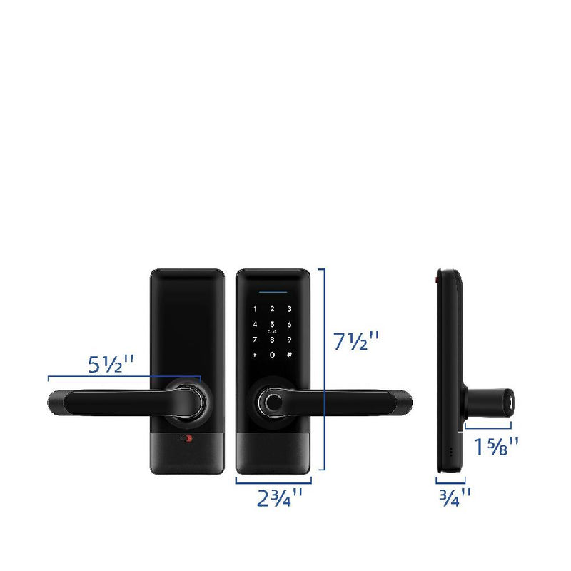 Liliwise Smart Door lock Handle, Fingerprint, RFID, WiFi with Mechanical Keys (US Latch)