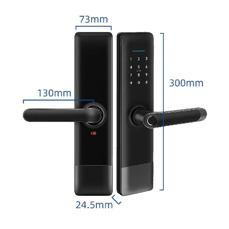 Liliwise Smart Door lock Wide Plate Handle, Fingerprint, RFID, WiFi with Mechanical Keys (6085 mortise)