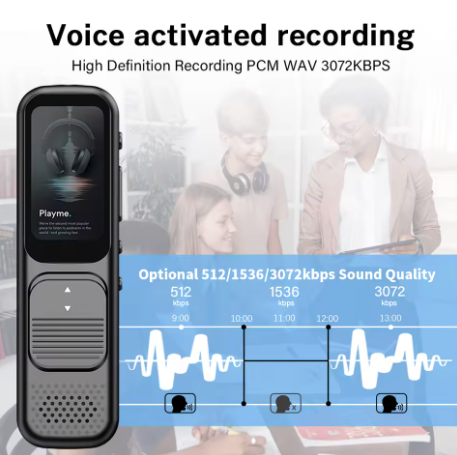 AI Voice Recorder with APP Transcription Voice Activated 100Language Translator Audio Dictaphone Magnetic Noise Reduction Player (32GB)