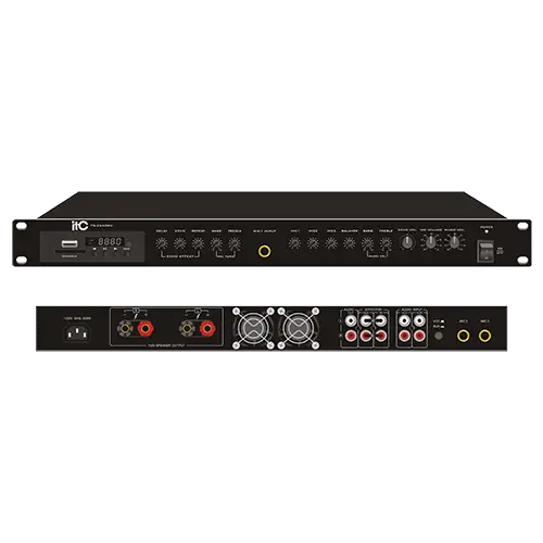 ITC 2*120W Multi-media professional Amplifier @100V,with SD/USB interface MP3 player, bluetooth, MP3 recording & echo function