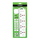 Terminator 4 Way Universal Power Extension Socket With Green Border Switches & Indicators 3M 13A