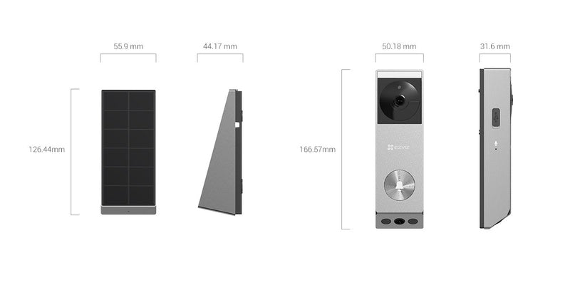 EZVIZ EP3x Pro 3MP/2K 32 GB eMMC Wireless Smart Solar Battery-Powered Dual-lens Video Doorbell