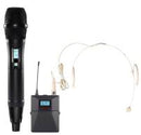 UHF Wireless Mic with FM touch screen , one handheld and one headset mic