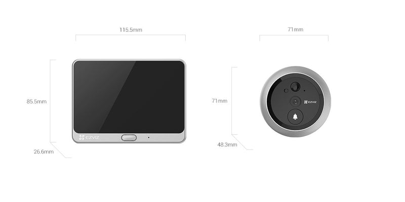 EZVIZ DP2 2K Wire-Free Peephole Doorbell Rechargeable Live View & Two-way Video Call