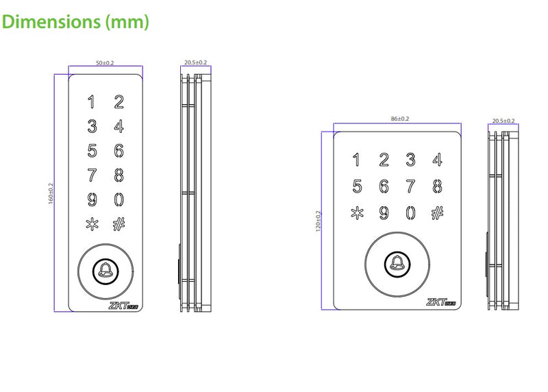 ZKTECO Waterproof standalone access control devices - MKW‐H/ ID and MF