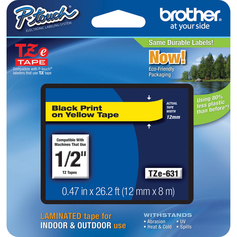 TZ Tape 12mm x 8m Black Brother -TZ 631 Printer Ribbon