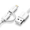 USB 2.0 to Micro USB+Lightning Data Cable White 1M