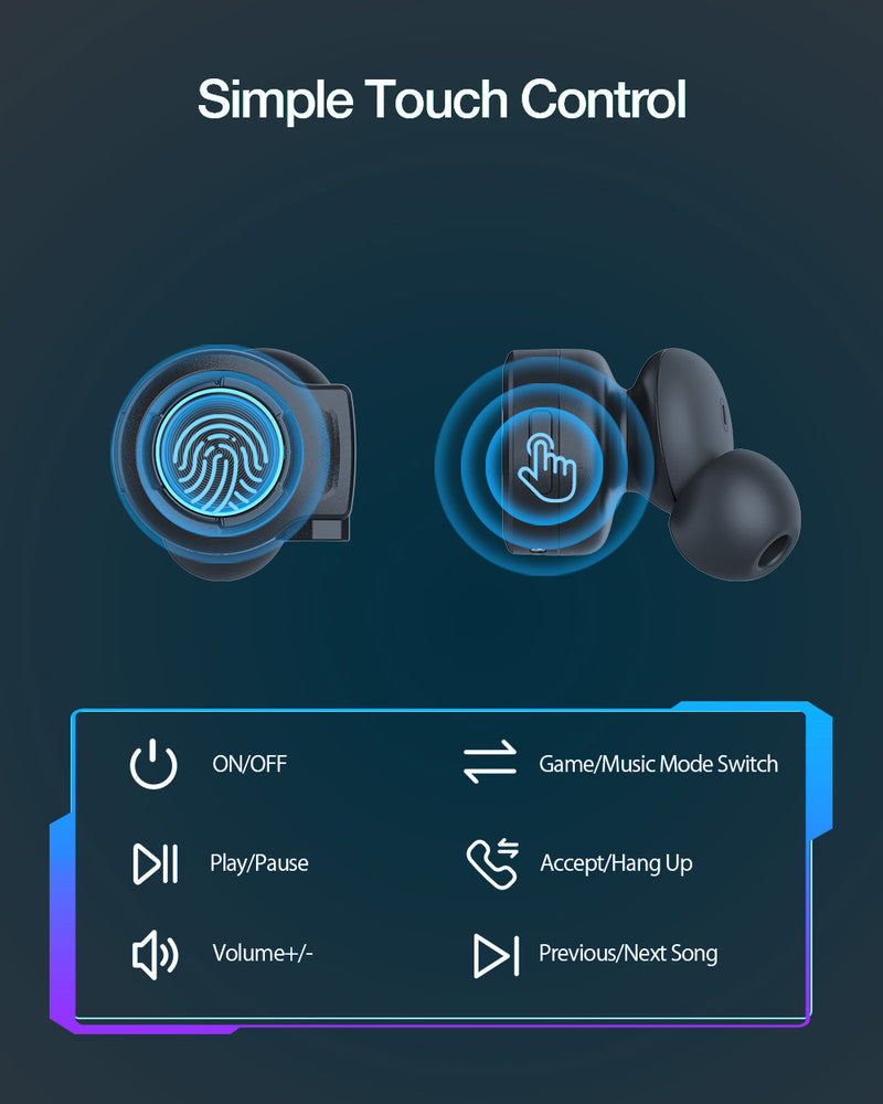 Gaming TWS RGB Earbuds With Low delay And Detachable Microphone