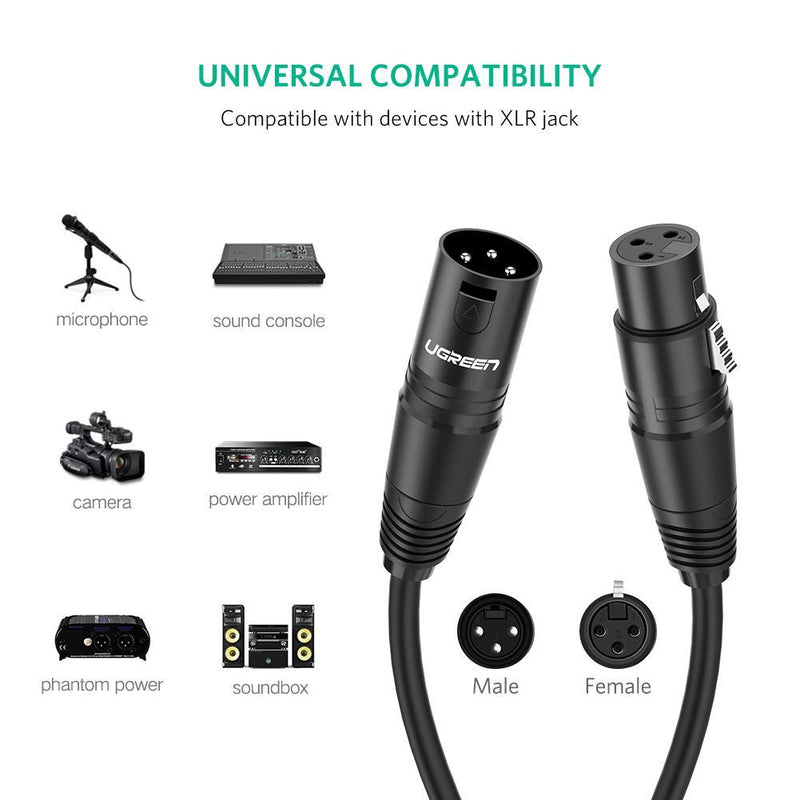3 Pin XLR Male to Female Audio Cable 5M