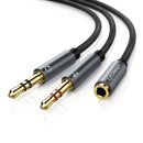3.5mm Female to 2 Male Headphone with Mic Y Splitter Cable