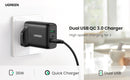 UGREEN 36W 2 Port USB Fast Charger UK (Black)