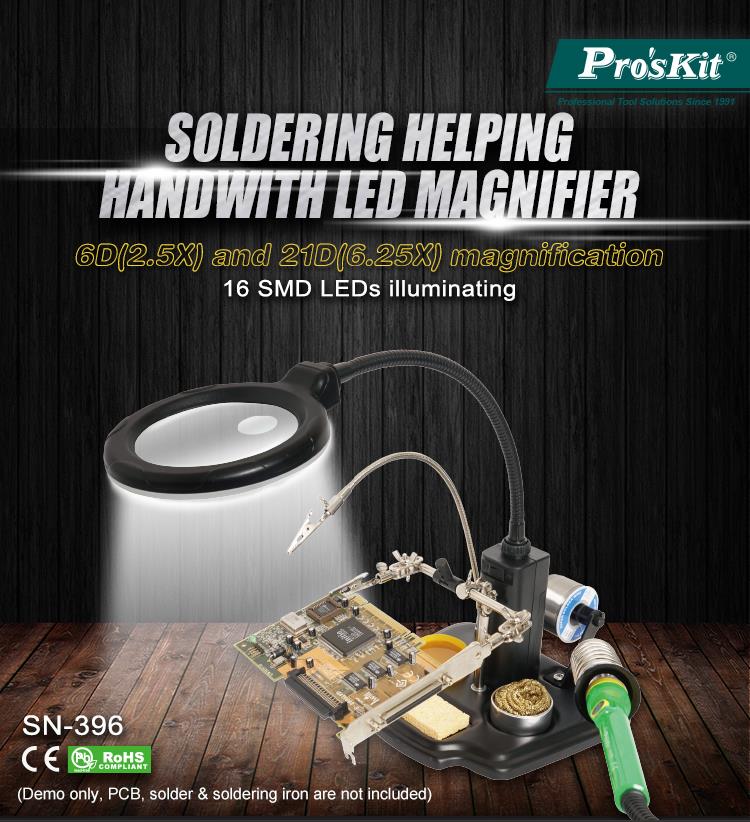Soldering Helping Handwith LED Magnifier