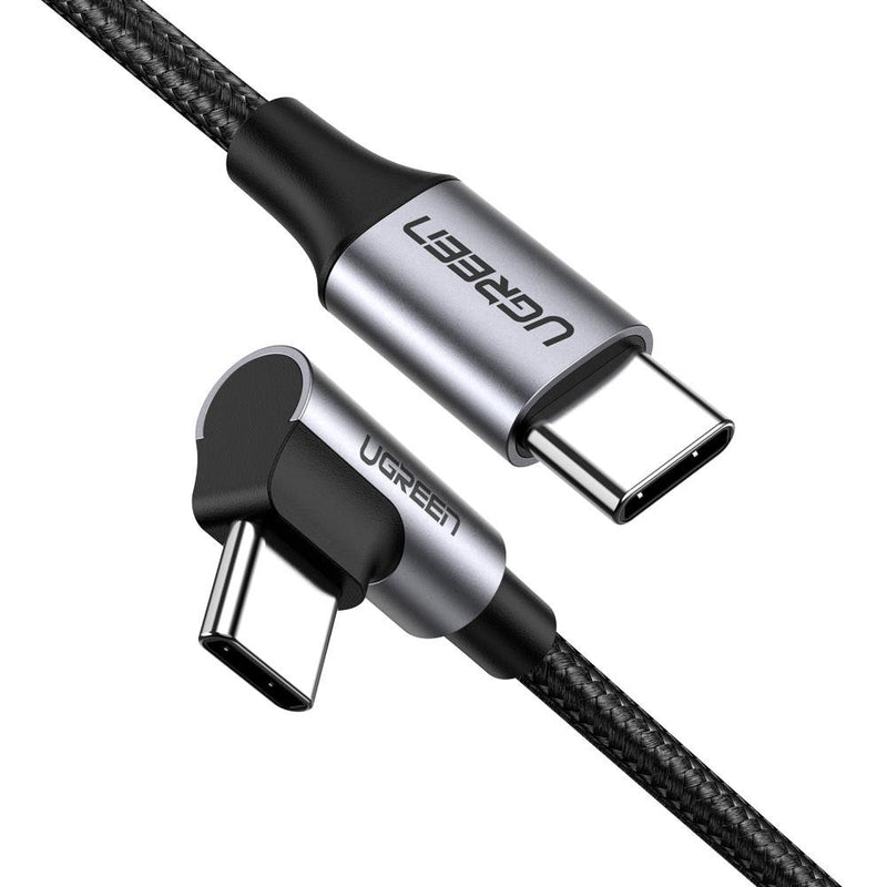 UGREEN USB-C to Angled USB 2.0 C M/M Round Cable Aluminum Shell Nickel Plating 2m (Gray Black)