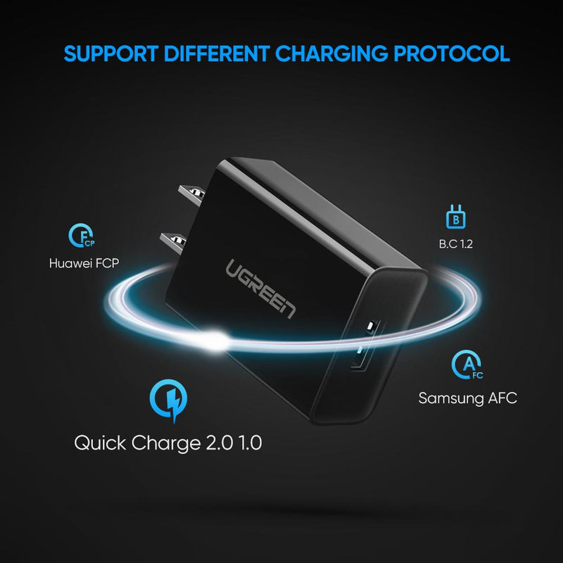 UGREEN 18W Quick Charge 3.0 Wall Adapter UK (Black)