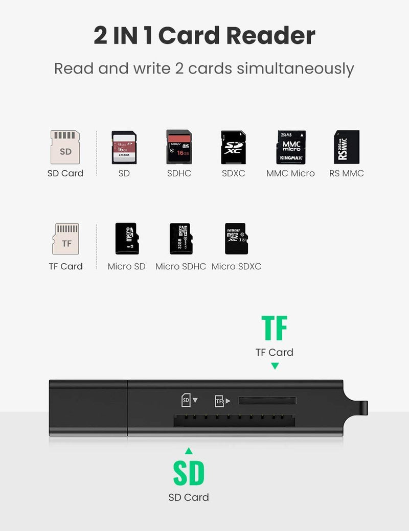UGREEN USB 3.0 to TF + SD Dual Card Reader (Black)