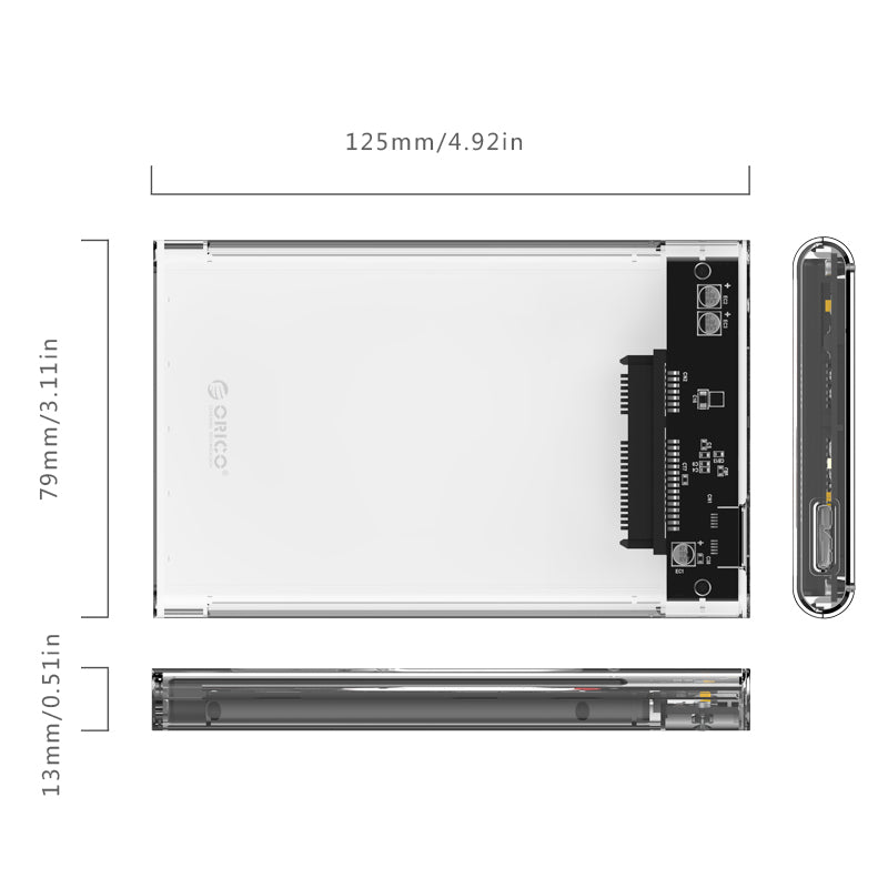 Orico 2.5 inch Transparent USB3.0 Hard Drive Enclosure