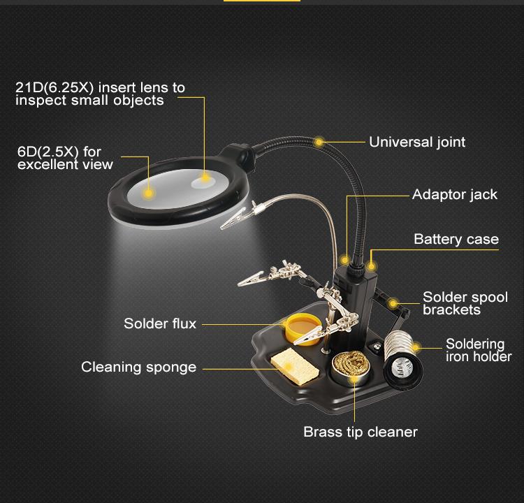 Soldering Helping Handwith LED Magnifier
