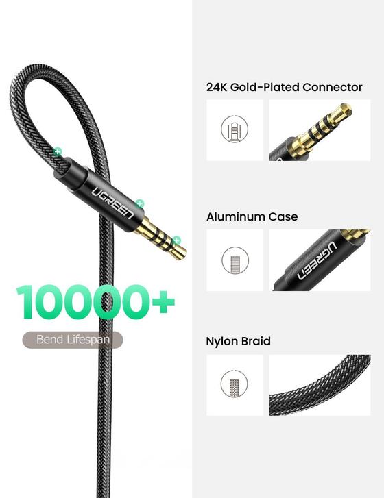 UGREEN 3.5mm male to 2 Female Audio Cable ABS Case (Black)