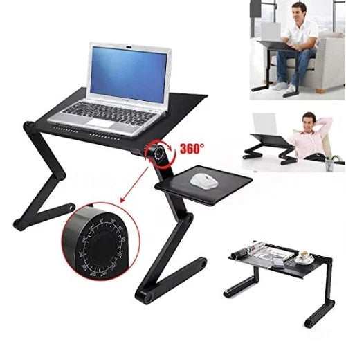 RAINBEAN Adjustable Laptop Desk with Mouse Pad And 2 CPU Cooling USB Fans for Bed