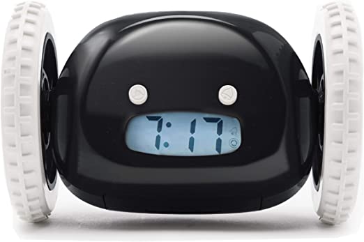 Nanda Home Clocky, the original runaway alarm clock on wheels (loud rolling clock perfect to help heavy sleepers who snooze wake up) Black / Aqua / Red / Raspbery