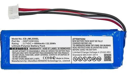 6000mAh/22.2Wh/3.7V Li-Polymer Bluetooth Speaker Replacement Battery for JBL Charge 3
