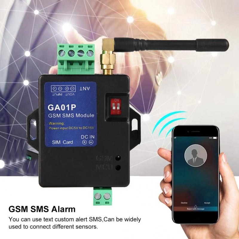 GA01P  SMS Alert Wireless  Home and Industrial Security Alarm Unit with Rechargeable Battery, DC 12V 2A Power Supply