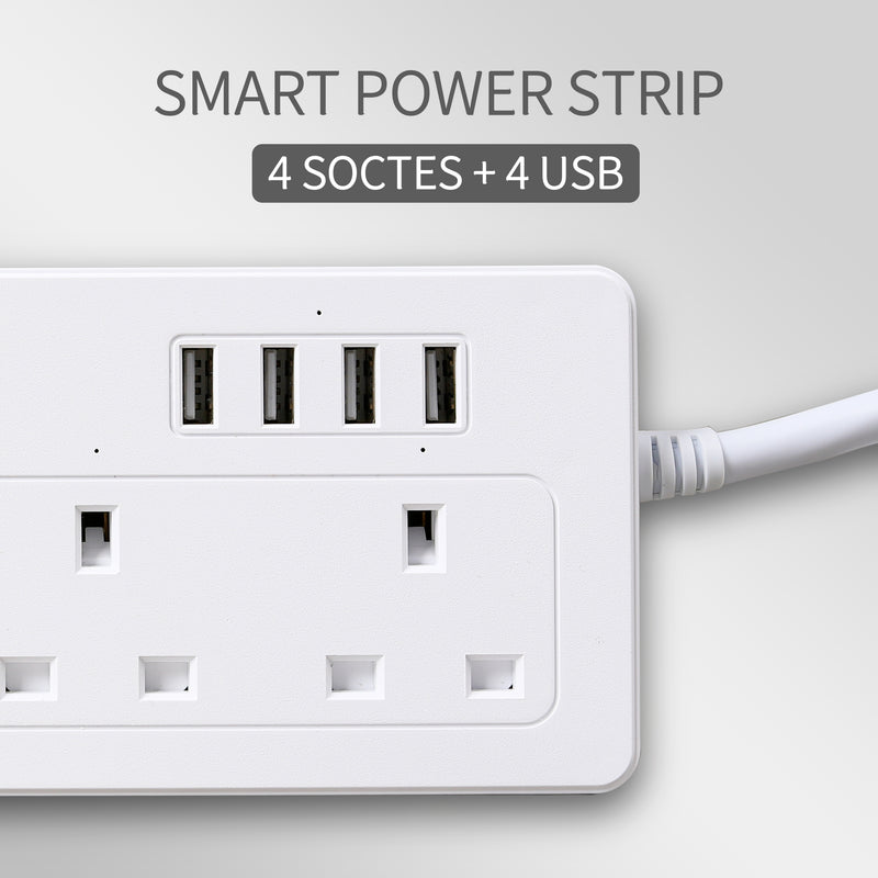 MEROSS 4 Socket + 4 USB Ports Smart Power Strip Extension Board – 1.5M
