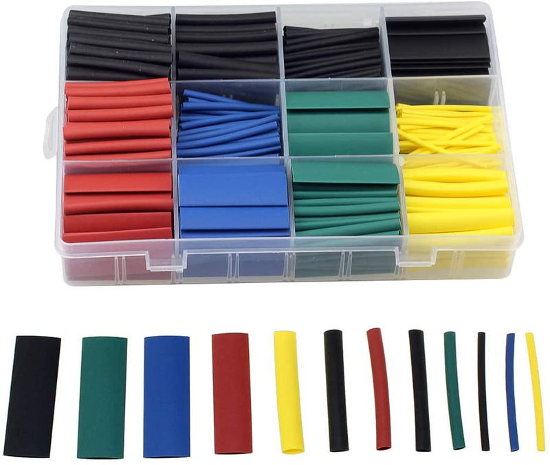 Heat Shrink Multicolor Tubes Kit - 530pcs Box (Red, Yellow, Green, Blue, Black)