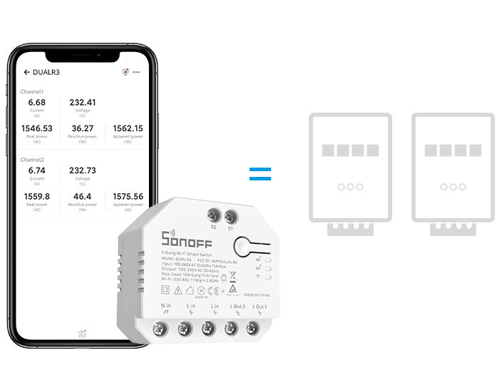 SONOFF Dual Relay Two way Power Metering Smart Switch