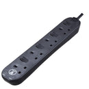 4 Socket Surge Protected Extension Board (Black) - 2M